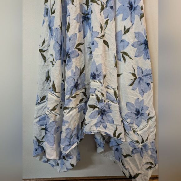Lulus Zahara Blue White Floral Print Midi Dress S Small 100% Cotton halter apron - Picture 5 of 8